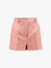 Dolce & Gabbana Embossed Embroidery Cotton Silk Blend Shorts In Pink