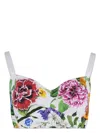 Dolce & Gabbana Multicolor Top With All-over Floral Motif And Adjustable Shoulder Straps In Cotton Blend Woman