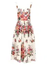 Dolce & Gabbana Cotton Dress With A Bouquet Of Flowers Print Dresses White In Multi