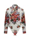 Dolce & Gabbana Cotton Shirt With A Bouquet Of Flowers Print Shirts White In Animal Print