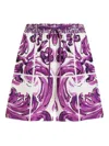 Dolce & Gabbana Women Cotton Shorts With Maiolica Print In Purple