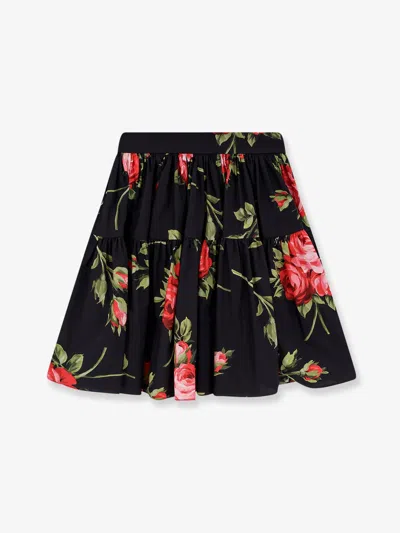 Dolce & Gabbana Women Cotton Skirt With Iconic Print In Black
