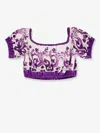 Dolce & Gabbana Women Cotton Top With Maiolica Print In Multi