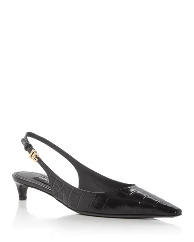 DOLCE & GABBANA WOMEN'S CROC EMBOSSED SLINGBACK PUMPS
