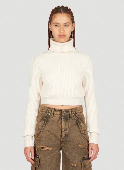 Dolce & Gabbana Crop Rib Sweater In Cream