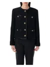 Dolce & Gabbana Jeweled Button Boucle Jacket In Black