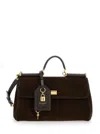 Dolce & Gabbana Suede Tote Bag With My Sicily Padlock Detail In Brown