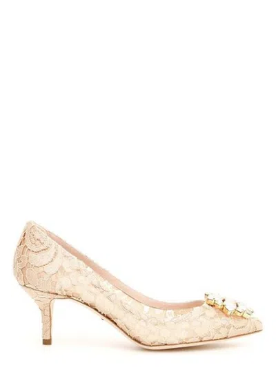 DOLCE & GABBANA WOMEN'S CRYSTAL EMBELLISHED LACE PUMPS