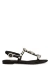 Dolce & Gabbana Black Sandals With Embroidered Stones Decorations In Satin Woman In 8s488