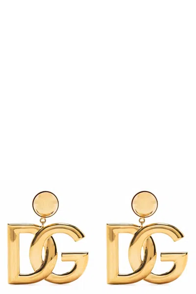 Dolce & Gabbana Women Crystal Logo Earrings In Gold