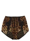 Dolce & Gabbana Satin Culottes With Animal Print And Lace In Animalier