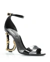 Dolce & Gabbana Keira 105 Baroque Heel Nappa Leather Sandals In Black Patent Leather
