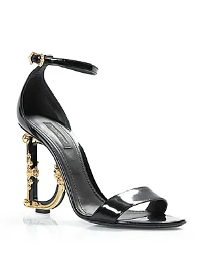 Dolce & Gabbana Women's D & G Sculpted High Heel Sandals In Black Patent Leather