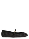 Dolce & Gabbana Black Ballerinas With Metallic Logo And Strap In Leather Woman In Black