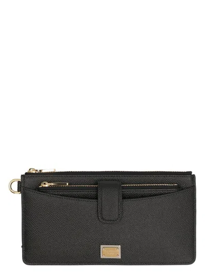 Dolce & Gabbana Women's Dauphine-print Leather Wallet In Black