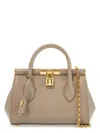 Dolce & Gabbana Taupe Leather Handbag With Lock In Turtledove