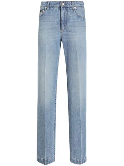 Dolce & Gabbana Loose Denim Jeans With Pressed Pleat In Blue