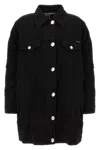 Dolce & Gabbana Longline Distressed Denim Jacket With Chest Pockets In Black