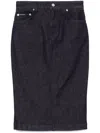Dolce & Gabbana Navy Stretch Five Pocket Pencil Denim Midi Skirt In Blue