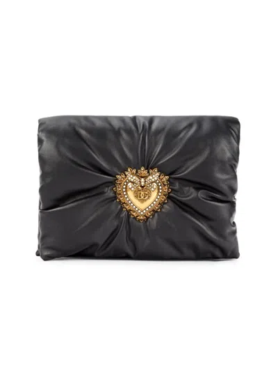 Dolce & Gabbana Women's Devotion Leather Clutch In Black