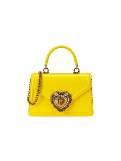 Dolce & Gabbana Women's Devotion Leather Top Handle Bag In Yellow