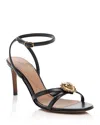 Dolce & Gabbana Sandals Thin Straps Stiletto Heel Heart In Black