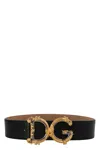 Dolce & Gabbana Dg Barocco 40mm Calf Leather Belt In Black