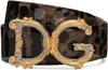 Dolce & Gabbana Logo-plaque Leopard-print Belt In Brown