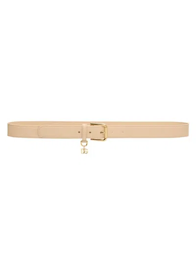 Dolce & Gabbana Women's Dg Charm Smooth Leather & Brass Belt In Neutral