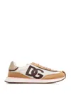 Dolce & Gabbana Dragon' Beige Suede Blend Sneakers In Brown