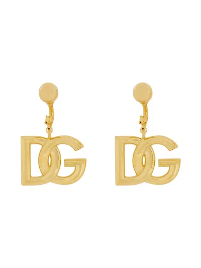 Dolce & Gabbana Women Dg Logo Earrings In Brown