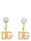 Dolce & Gabbana Crystal-embellished Logo Drop Earrings In Golden