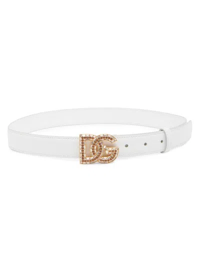 Dolce & Gabbana Women's Dg Logo Embellished Leather Belt In Yellow