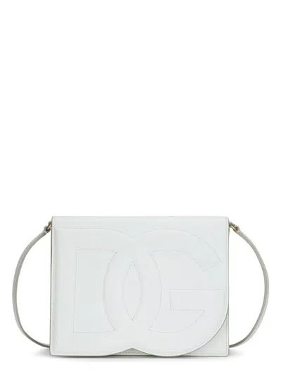 Dolce & Gabbana Women's Dg Logo Leather Crossbody Bag In White