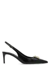 Dolce & Gabbana Black Leather Pointed Toe Slingback Heels In Black