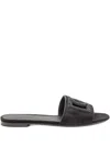 Dolce & Gabbana Dolce&gabbana Women Dg Logo Rubber Beachwear Sliders In Black