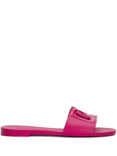 Dolce & Gabbana Women's Dg Logo Mini Sandals With Embossed Rubber Sole In Fucsia