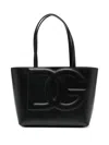 Dolce & Gabbana Women Dg Logo Small Leather Shopping Bag In Black