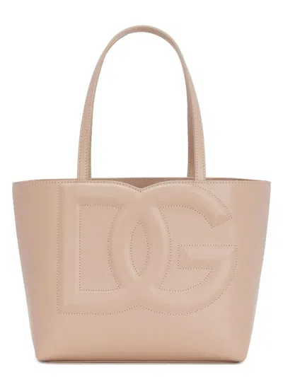 Dolce & Gabbana Women's Dg Logo Small Leather Tote Bag In Powder