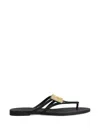 Dolce & Gabbana Women Black Thong Sandals With Logo Plaque On The Front In Rubber Woman In Multi