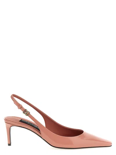Dolce & Gabbana Mun 90 Polished Leather Slingback Pumps In Pink