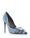 Dolce & Gabbana Blue Patchwork Denim Heels In Dark Blue