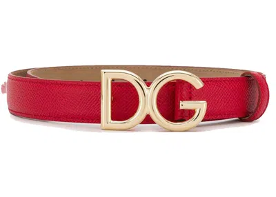 Pre-owned Dolce & Gabbana Women's  Dg Logo Belt In Red