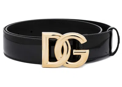 Pre-owned Dolce & Gabbana Women's  Dg Logo Leather Belt In Black