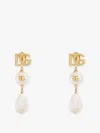 Dolce & Gabbana Drop Earrings With Pearls And Dg Logo In White