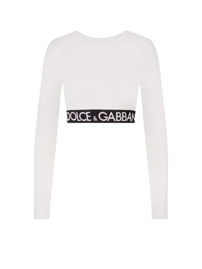 Pre-owned Dolce & Gabbana Women's  Woman Stretch Cotton Top In White