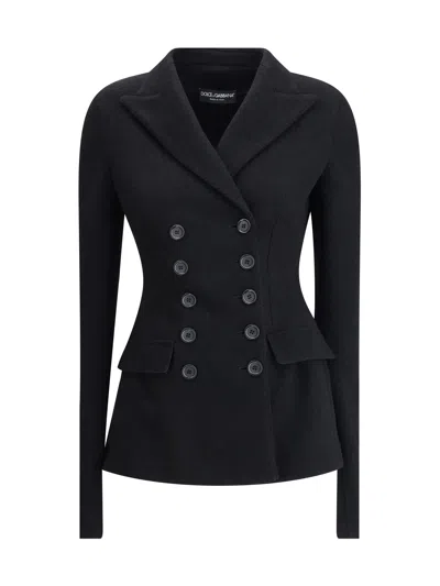 Dolce & Gabbana Women Double-breasted Jacket In Wool In Black