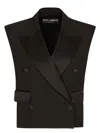 Dolce & Gabbana Sleeveless Double-breasted Tuxedo Jacket In Black