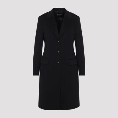 Dolce & Gabbana Women's Double-breasted Virgin Wool Peacoat Jacket In Black