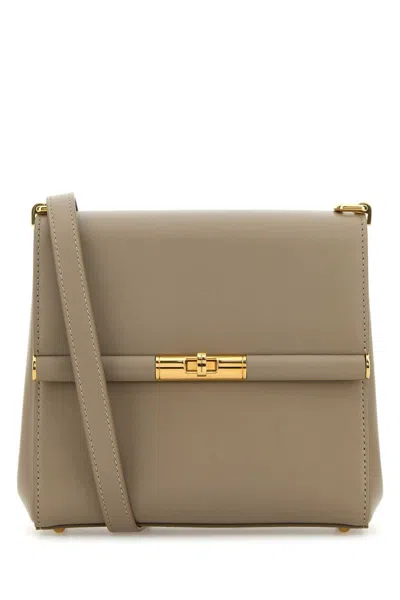 Dolce & Gabbana Women Dove Grey Leather Marlene Crossbody Bag In Brown